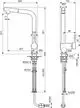 Küchenarmatur von Ideal Standard, mit hohem Auslauf und herausziehbarem Handbrause. Klar strukturierte technische Zeichnung mit Maßen und Anschlüssen.